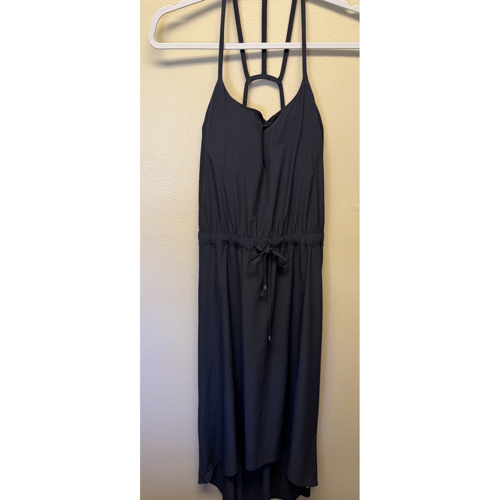 Athleta Novella Hi Lo Maxi Dress 2 Black Strappy Back Sporty Chic Athieisure